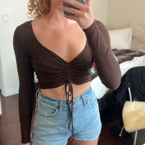 Zara brown long sleeves scrunch top size M